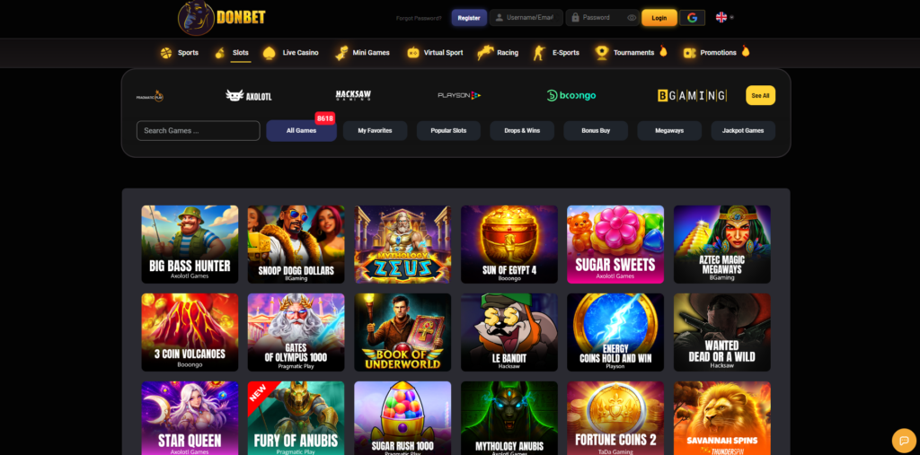 DonBet Casino and sportsbook interface with Italian mafia theme
